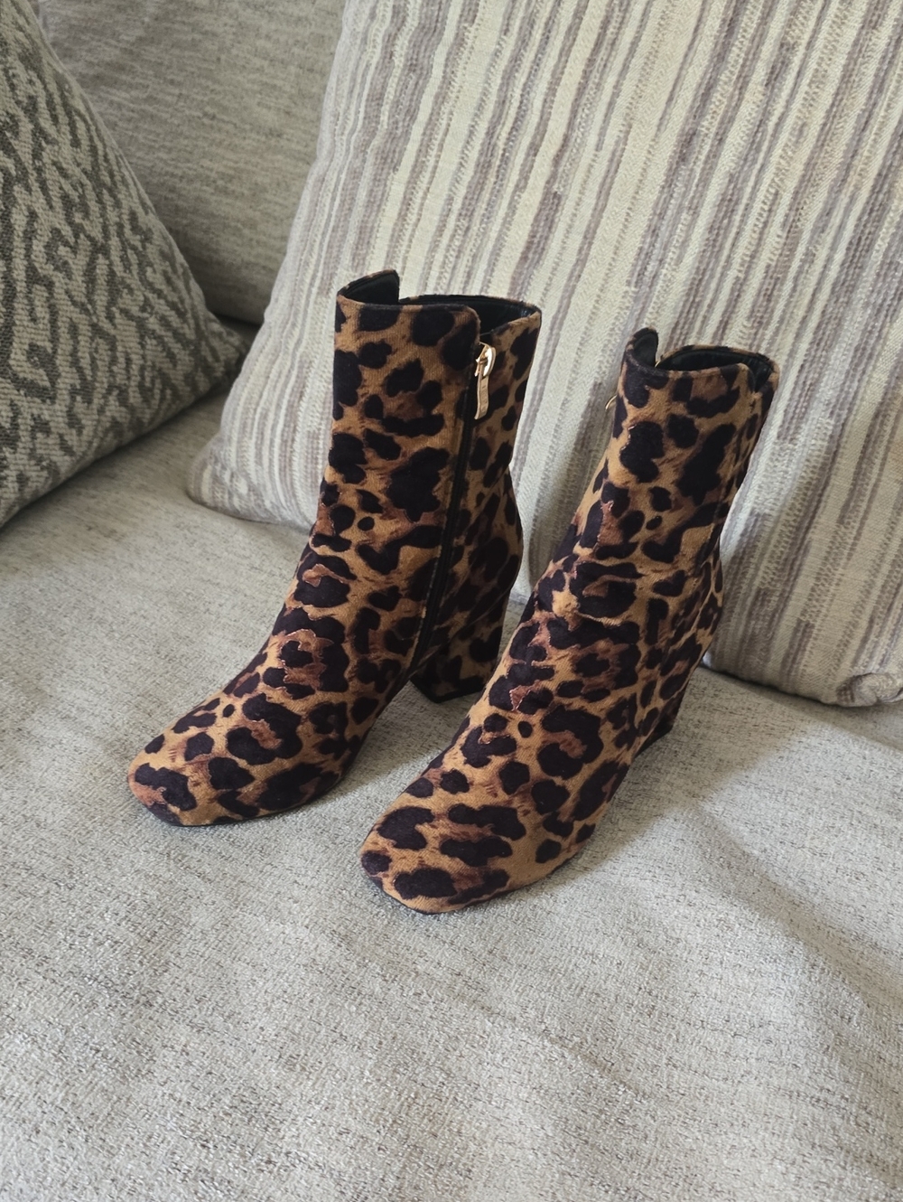 IDIFU Leopard Print Ankle Boots in Tan and Black